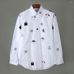 Men's Casual Shirts Oxford Men 19ss Embroidery Umbrella Bag Fashion Cotton Shirt High Quality Pocket Long-sleeves Top M 2XL #G73