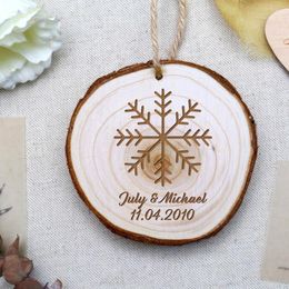 Party Decoration Custom Snowflake Wood Wedding Favour Tags Engraved Favours Ornaments Decorations MParty