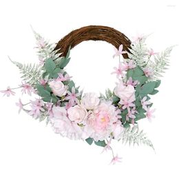 Decorative Flowers A63I Spring Wreath Artificial Peony For All Seasons Round Front Door Farmhouse Wall Outdoor Decoration