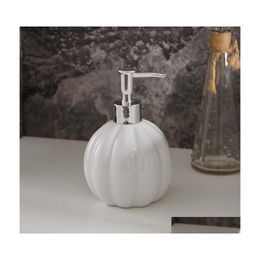 Liquid Soap Dispenser White Pumpkin Shape Ceramic Travel Mtifunction Bathroom Accessories Bath Shampoo Lotion Bottle 400Ml Drop Deli Dh7Ng