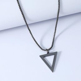 Pendant Necklaces Simple Black Geometric Triangle Men's Fashion Punk Neck Male Jewellery With 24 Inch Chain