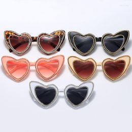 Sunglasses Heart Shaped Diamond Elegant Lady Sun Glasses Fashion Pink Eyeglasses Party Decoration Wholesale