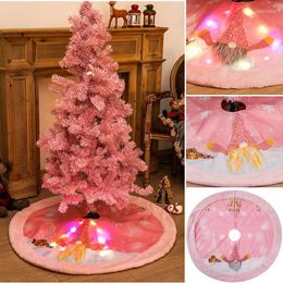 Christmas Decorations Pink Tree Skirt With Lights Xmas Gnome Forest Old Man Floor Decor Navidad Year Home El Decoratio