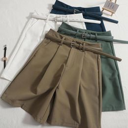 Women's Shorts Women Cargo Plain With Sashes Female Elegant OL Pockets Casual 2023 Summer