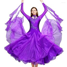 Stage Wear Ballroom Dance Dresses Long Sleeve Waltz Dancing Women Competition Girls Customised Tango C