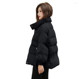 Women's Trench Coats Down Padded Jacket Women Short 2023 Outwear Loose Ins Hong Kong Style Thickened Bread Ladies Outcoat Cotton-Padded Coat