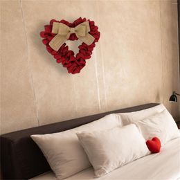 Decorative Flowers Valentine's Day Hanging Wreath Ornaments Pleated Bow Prop Yard Fence Wall Festival Pendent Decoration