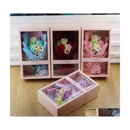 Decorative Flowers Wreaths Rose Flower With Gift Box Birthday Wedding Party Bath Body Soaps Valentine Day Gifts Bouquet1 Drop Deli Dhyg3