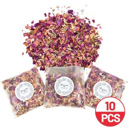 Decorative Objects Figurines 10Packs Natural Wedding Confetti Dried Flower Rose Petals Pop Bridal Shower Birthday Party Decoration DIY Valentine's Day Gift 230110