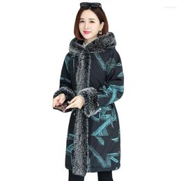 Women's Trench Coats Parker Fur Coat Women2023Winter Mid-Length Cotton Jacket Ladies Hooded Big Collar Outwear Thickening Overcoat