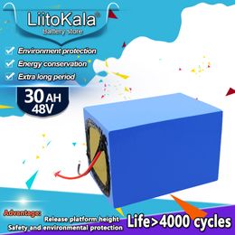 LiitoKala 48V 30AH LiFePO4 battery pack with 30A BMS for 1200w ebike wheel chair inverter RV GV/electric bike scooter bicycle