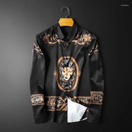 Men's Casual Shirts And American Style European High-end Brand Printed Shirt Long Sleeve 2023 Autumn Luxury Fashion Non Iron Men's