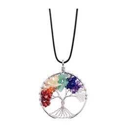 Pendant Necklaces 12Pc/Set Fashion Classic Old Necklace Gem Tree 7 Chakra Stone Beads Of Life For Men And Women Gift Mothers Day Dro Dhihu