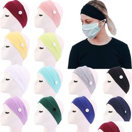 Headbands 12 Pack Boho Wide Headband With Button Elastic Turban Hair Band Yoga Head Wraps For Women And Girls 221107 Drop Delivery J Dh0H6