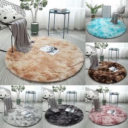 Carpets Round Fluffy Rug Carpet For Living Room Home Decor Bedroom Kid Floor Mat Salon Thicker Gradient Colourful Pile