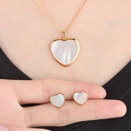 Necklace Earrings Set Womens Jewellery Sets Copper Flat Heart Seashell White Black Colours And Wedding Party Fashion Jewellery Gift