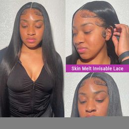 Nxy Lace Wigs 32 Inch Brazilian Human Hair 180 Density 4x4 Closure Bone Straight Remy 13x4 Frontal for Black Women 230106