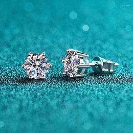 Stud Earrings Queenme Moissanite For Women Six Lab Diamond White Gold Plated 925 Sterling Silver Earring Fine Jewelry