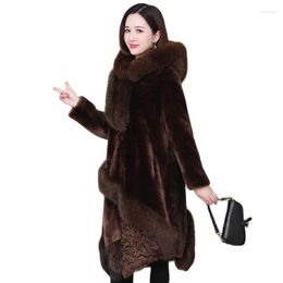 Women's Fur All-In-One Women's Jacket 2023 Winter Imitation Mink Velvet Coat Mid-Length Outwear Female Sheep Shearing Overcoat