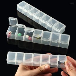 Jewellery Pouches 2pcs 7 Grids Rectangle Adjustable Transparent Storage Box Ring Earring Beads Case Plastic Portable Organiser
