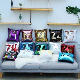 glitter sequin pillowcase glitter mermaid cushion cover pillow magical throw pillow case home decorative car sofa pillowcase FY5550