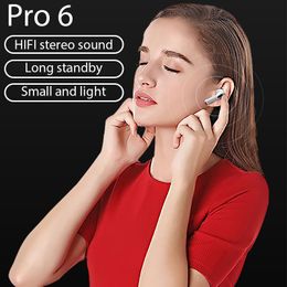 Auriculares Bluetooth de auriculares TWS Air Pro 6 con auriculares MIC 9D Stereo Hifi para iPhone auriculares con manos libres inalámbricas para iOS Android