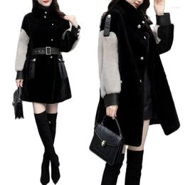 Women's Fur Woollen Coat Women 2023Winter Plus Velvet Thickened Faux Jacket Female Mid-Length Outwear 5XL Ladies Overcoat Top
