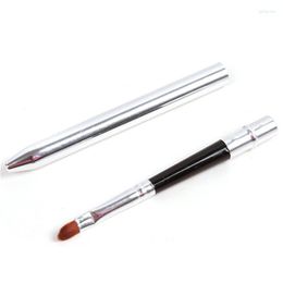 Makeup Brushes Fashion Metal Handle Lip Gloss Brush With Protect Cap Maquiagem Portable Silver Lips Pen Cosmetic Lipgloss Tool