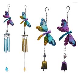 Decorative Figurines Colourful Dragonfly Pendant Bell Tube Wind Chimes Indoor Outdoor Garden Decor Wall Hanging Decoration Chime