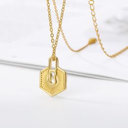 Choker Gold Color Stainless Steel Hexagon Gourd Necklace For Women Men Elegant Chain Female Pendant HipHop Jewelry 2023 Chokers