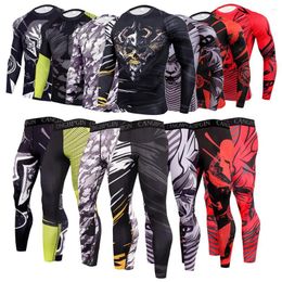 Men's Tracksuits 7 Colours Outdoor Fitness Running Suit Quick Drying Basketball Stretch Long Sleeved T-Shirt Pants Two-Piece Set