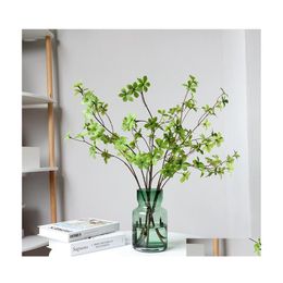 Decorative Flowers Wreaths 2Pcs Artificial Branches 100Cm/39 Green Leaf Branch Fake Enkianthus Peratus Foliage Plants For Home Dro Dhbap