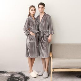 Men's Sleepwear Man Bath Robe Lovers Soft Bathrobe Men Lounge Dressing Gown Wedding Kimono Long Robes Grey Peignoir Homme 2023