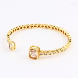 Bangle Fashion Gold Jewellery Open Copper Cubic Zirconia Crystal Rhinestone For Female Luxury Accessories Gift