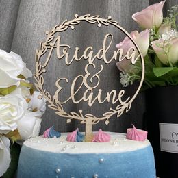 Gift Wrap Personalised Wedding Cake Topper Wreath Bridal Shower Calligraphy Rusitic Custom Modern 230110