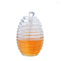 Storage Bottles Glass Honey Jar Container 9oz Jars With Dipper And Lid For Jelly Pie Heat-Resistant Holder Dispenser