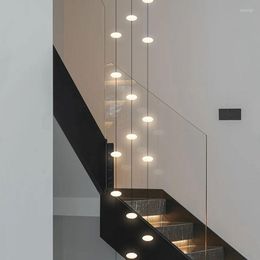Pendant Lamps Minimalist Apartment Villa Revolving Staircase Chandelier El Hall Hanging For Ceiling Nordic Led
