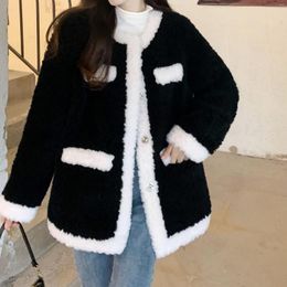 Women's Fur Spring Fall Women Jacket Warm Thick Fleece Faux Coat Oversized Lamb Wool Plush Ovrecoat Female Casaco Feminino Plus Size 4XL