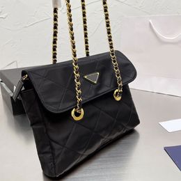 Chains Shoulder Bag Nylon Axillary Clutch Bags Women Handbag Purse Flap Quilting Crossbody Wallet Geometric Pattern Triangle Metal Chain Fashion Letters Thread