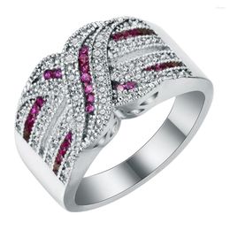 Wedding Rings Luxury X Men Black White Zircon Pave Setting Cross Finger Ring For Engagement Elegant Fashion Fine Jewellery