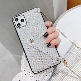 YEZHOU2 designer cellphone bling phone case for huawei p30 pro 40 mate 30 pro Luxury Sequined Card-Inserting Wallet Crossbody Lanyard New Apple 13 Protective Cover