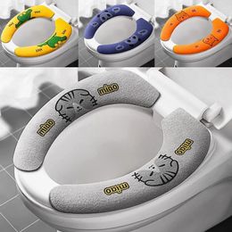 Toilet Seat Covers Universal Cover Cartoon Sticker Warm Soft Washable Bathroom Closestool Protector Accessories