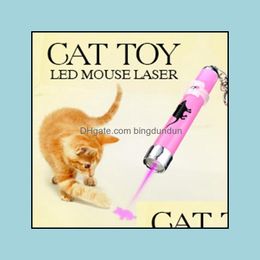 Cat Toys Pets Laser Portable Creative And Funny Pet Led Pointer Light Pen With Bright Animation Mouse Shadow Random Drop Delivery Ho Otfzv