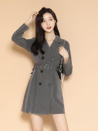 Casual Dresses ONE-T Autumn French Suits Design Slim Dress Women A-Line Knee-Length Long Sleeve Office Lady Commuter Young Girl Outfits