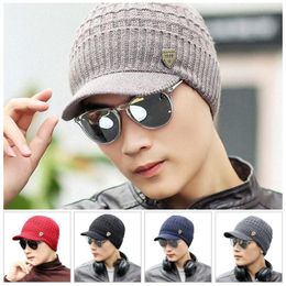 Cycling Caps 2023 Men Winter Knitted Hat Outdoor Sports Ear Protection Warmth Peaked Cap Casual Fashion Sunhat Bomber Hats