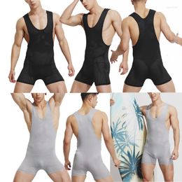 Undershirts Mens Underwear Fitness Mesh See Through Bodysuit Leotard Sports Jumpsuit Wrestling Singlet Beachwear Pyjama Homewear