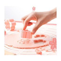 Baking Pastry Tools Sakura Cookie Mould Stamp Biscuit Cutter Pink Flower Floral Tool Blossom Fondant Charm Diy U2K8 Drop Delivery H Dhkyo