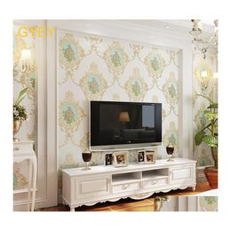 Wallpapers 10M 3D European Nonwoven Fabric Garden Wallpaper American Mirror Flower Bedroom Living Room Tv Background Wall Paper Drop Dhv0K