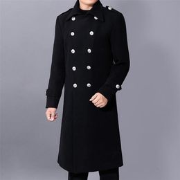 Men's Jackets Long dust coat Men Winter Warm Trench Woollen Cloth Coat Mens Double Breasted Slim Casual Solid Business Outwear 221020