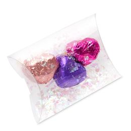 Gift Wrap 100PCS Pillow Shape Candy Box Wedding Packaging for Party Favor Decor MatteClear PVC Christmas 230110